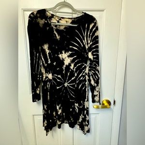 Black and Cream Tie Dye Dress